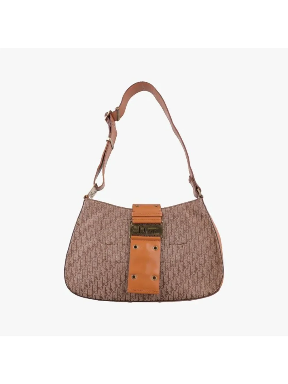 Dior Trotter Street Chic Columbus Beige Brown Canvas Leather Shoulder